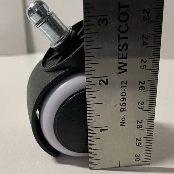 2" Inch Smooth Roll Office Chair Twin Casters 7/16" Metal Stem, White- Set of 5 - Picture 4 of 5